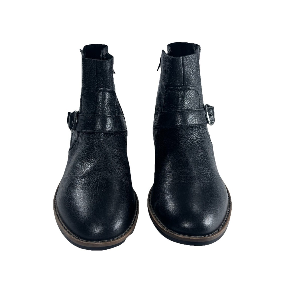 NEW Clarks Ankle Chelsea Boots 9.5 Black Leather Buckle Moto Grunge Biker - Picture 5 of 7